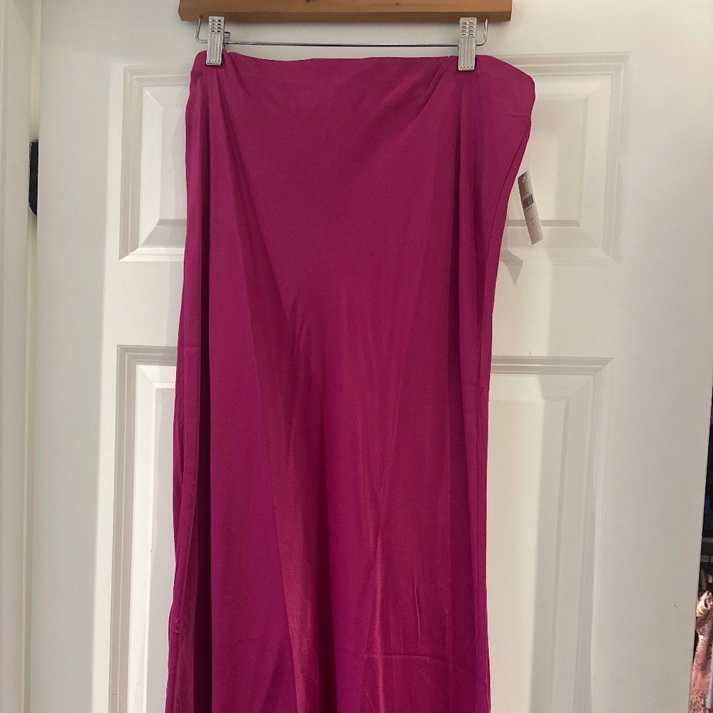 Anthropologie raspberry midi silk skirt